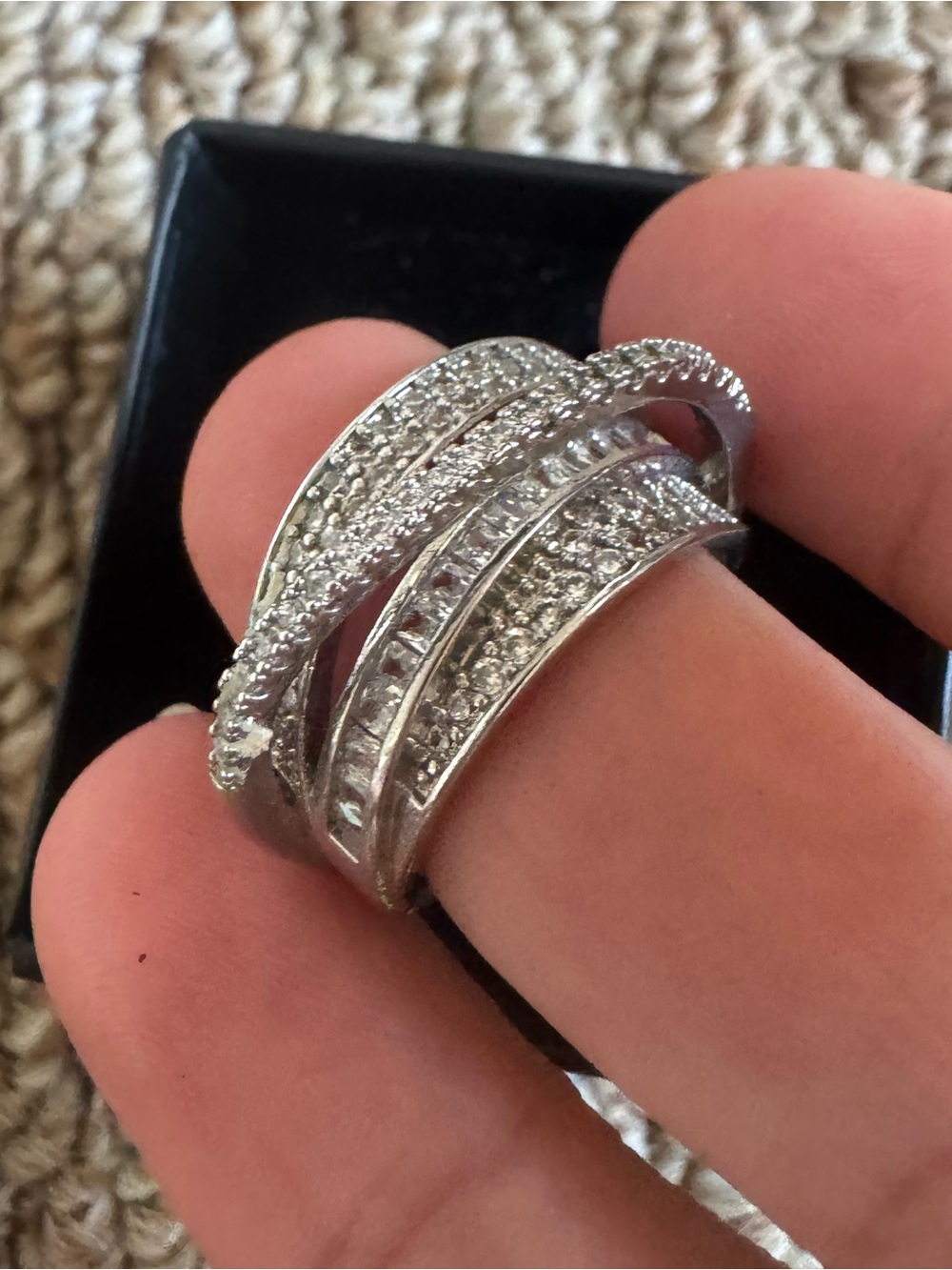 Sterling Silver Multi-Row Crystal Stackable Ring in Silver